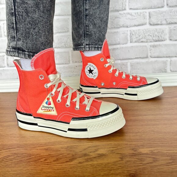 ❤️Converse Chuck 70 Plus Hi Top Platform Sz 8 Women Shoes Orange Sneaker A06432C - Picture 4 of 12